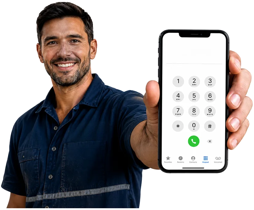 Plumber on the phone taking a Stanmore callout
