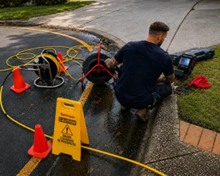 Plumber checking a blocked drain on a Stanmore job
